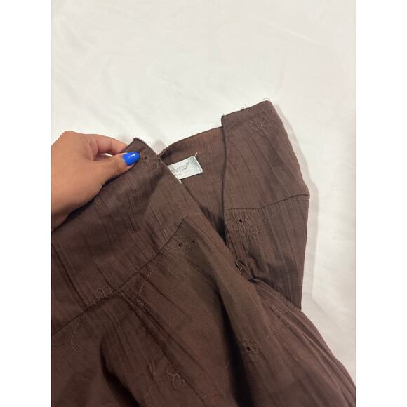 Vintage Reserved Womens Medium Brown Tiered Boho Gyspy Fairy Midi Skirt Vacation - Picture 5 of 9
